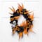 14" Skull with Black & Orange Roses Halloween Wreath